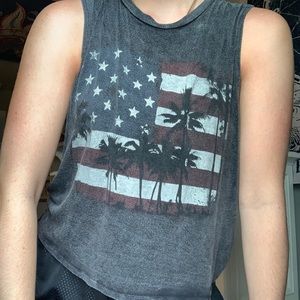 palm tree american flag tank top
